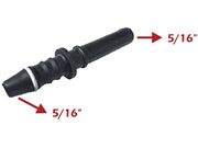 Conexão / Adaptador Reto 5/16" X 5/16"  1 Bico Liso Longo / 1 Bico Corrugado (com Anel)